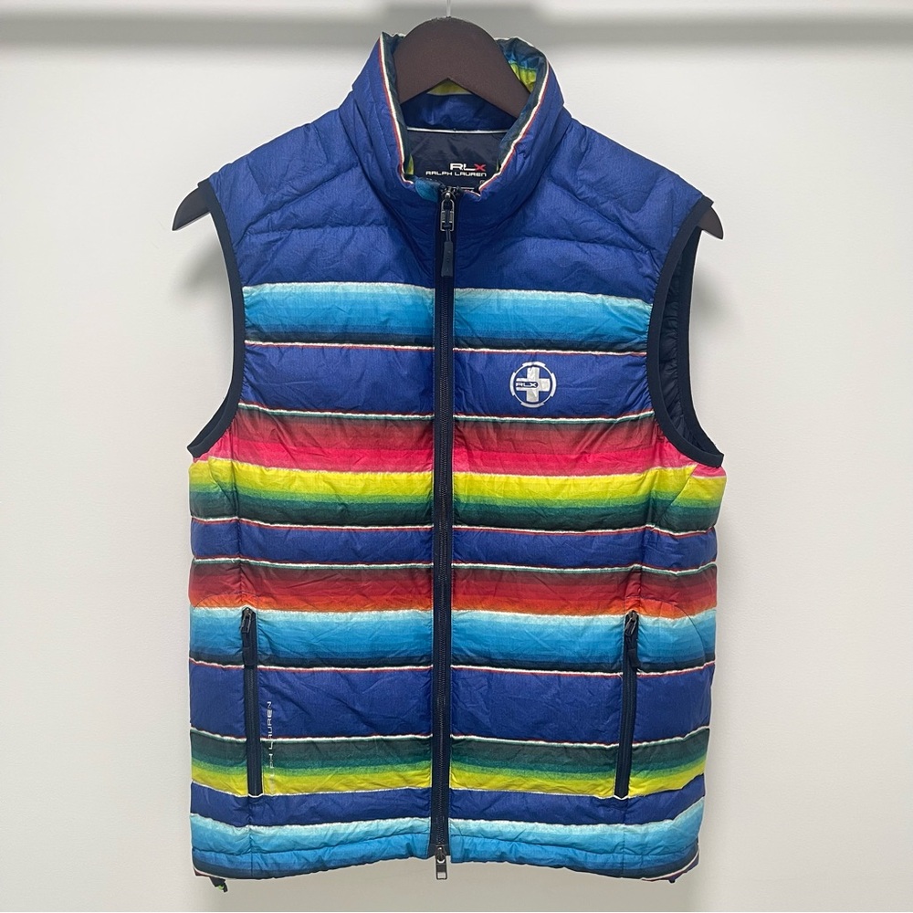 Ralph Lauren RLX Canyon Southwest Aztec Down Blue Combo Vest Size Small - Picture 2 of 13